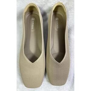Vivaia Margot 2.0 V-Cut Square Toe Flats US 9.5 EU 40.5 Almond Color FAST SHIP